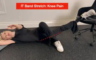 I picture showing how to stretch the lower portion of the IT band causing knee pain